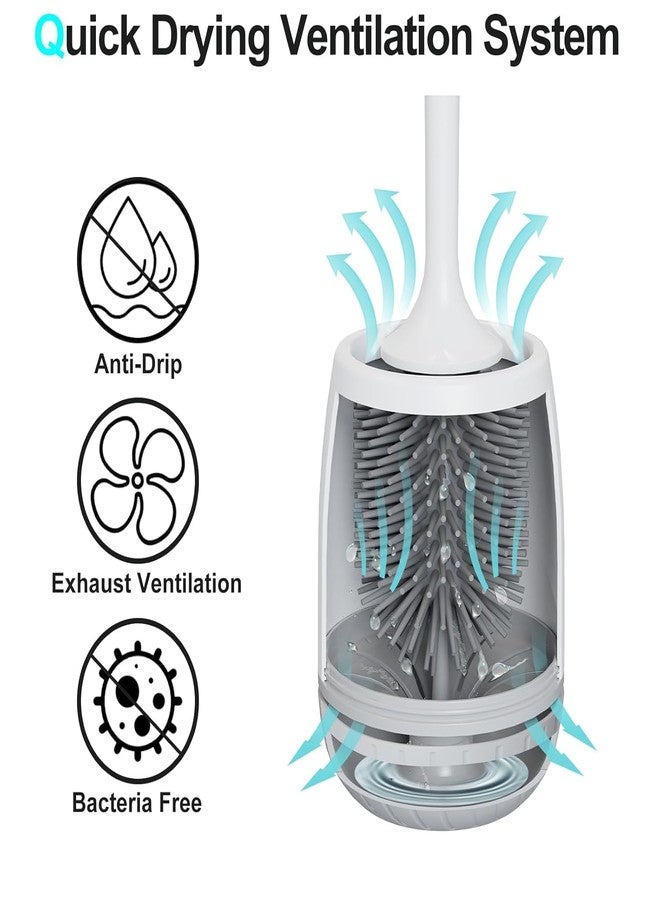 CUBIZ Silicone Toilet Brush with Quick Drying Stand and Leak-Proof Base, Toilet Brush Silicone Clean Without Dead Corners, Toilet Brush Holder Wall Mounted & Standing - Image 3